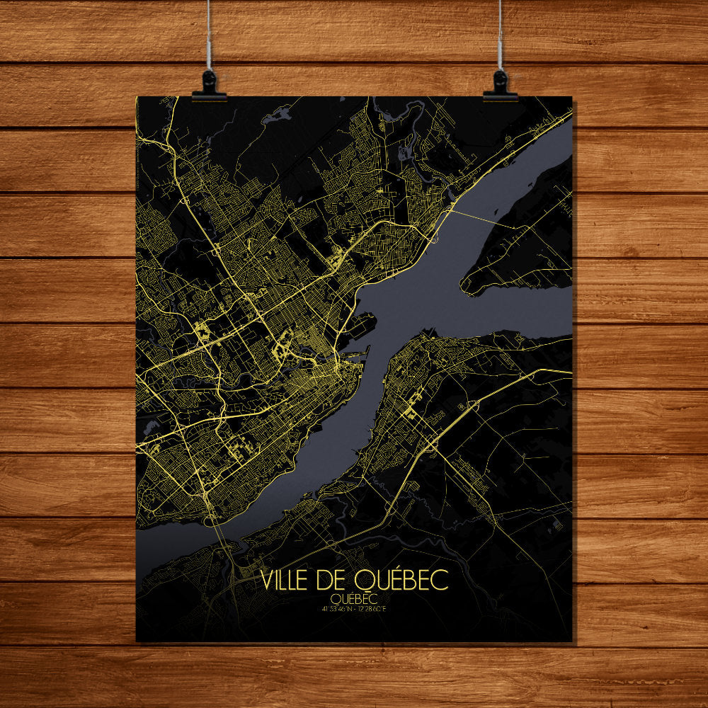 Mapospheres Quebec Night full page design poster city map