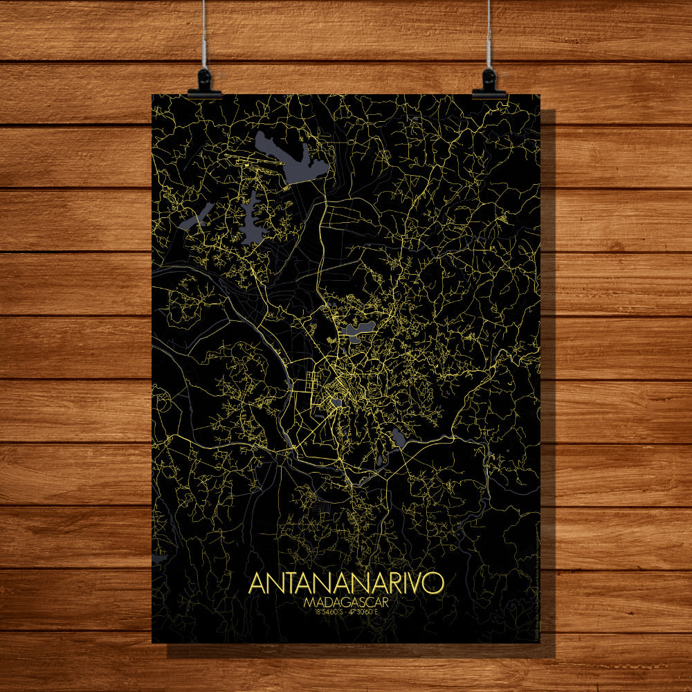 Mapospheres Antananarivo Night full page design poster city map