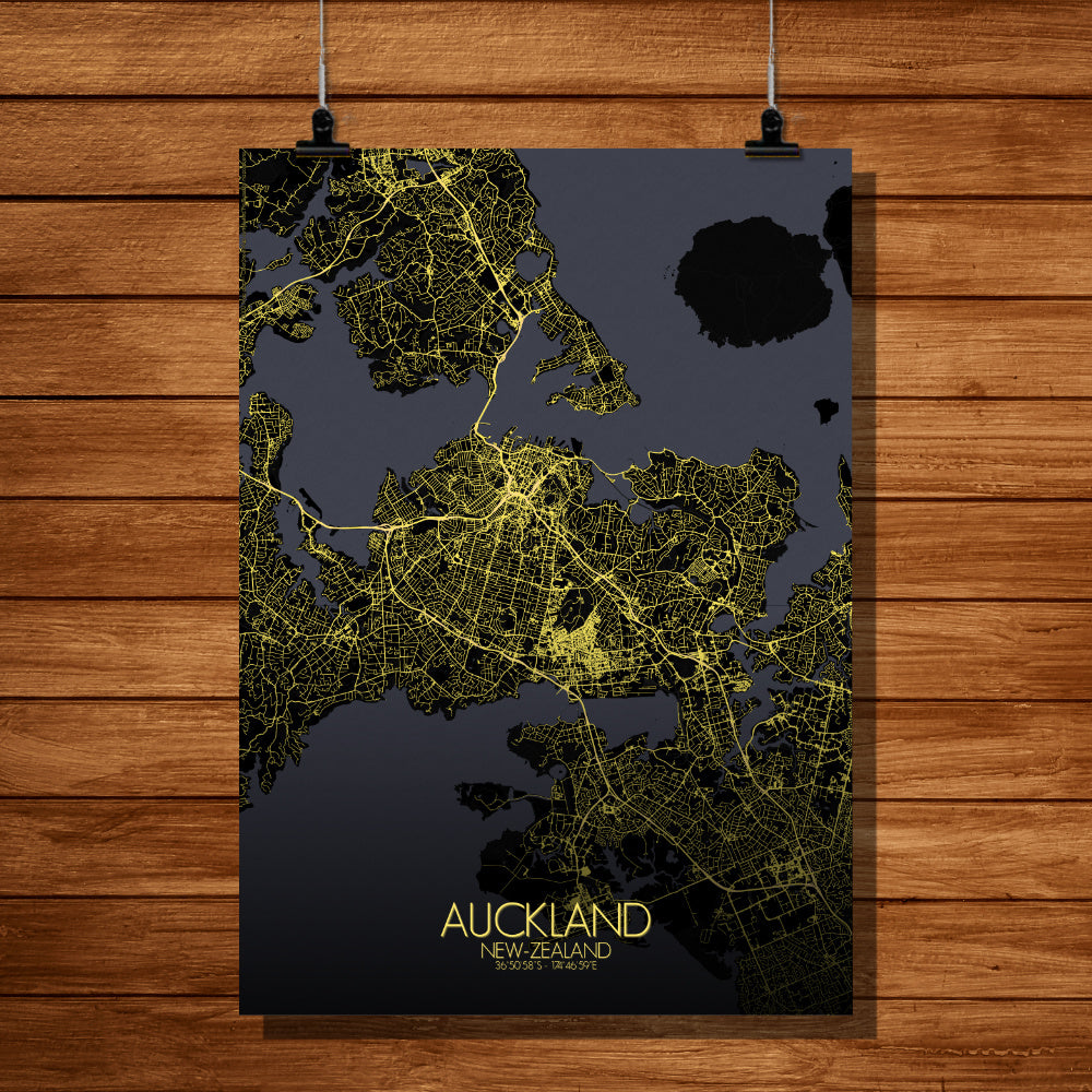 Auckland Night full page design poster city map
