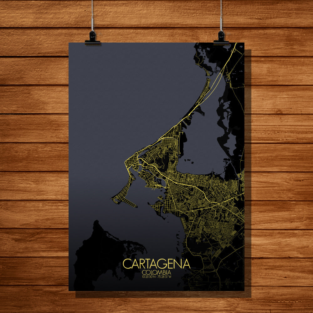 Cartagena Night full page design poster city map