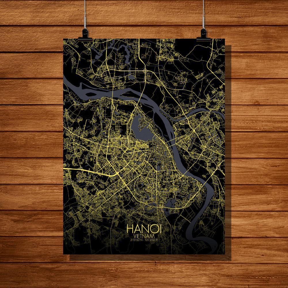 Hanoi Night full page design poster city map