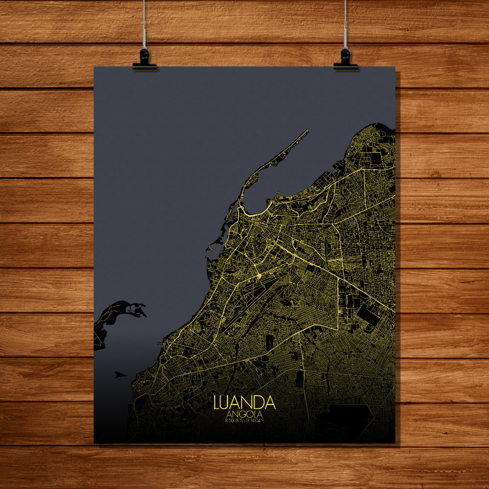 Luanda Night full page design poster city map