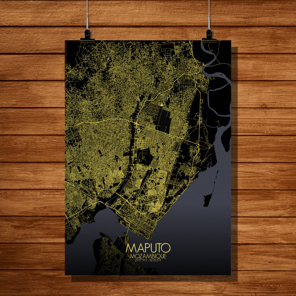 Maputo Night full page design poster city map