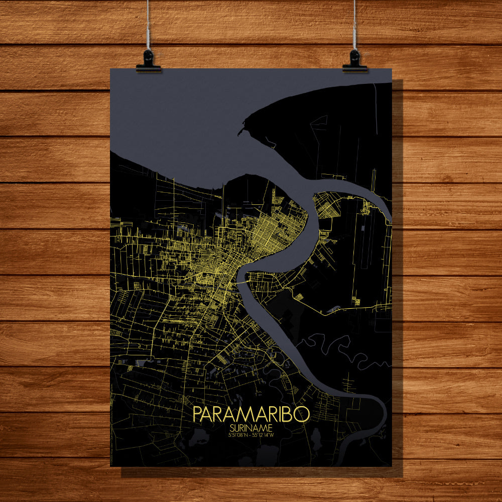 Paramaribo Night full page design poster city map