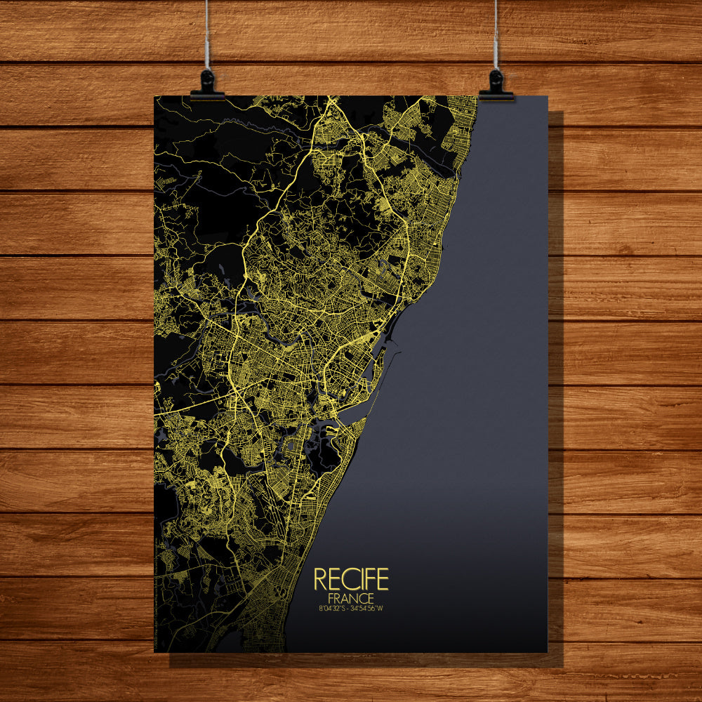 Recife Night full page design poster city map