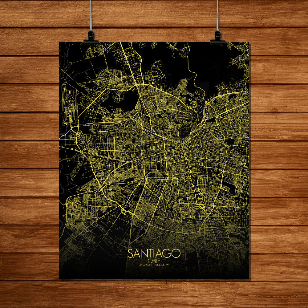 Mapospheres Santiago Night full page design poster city map