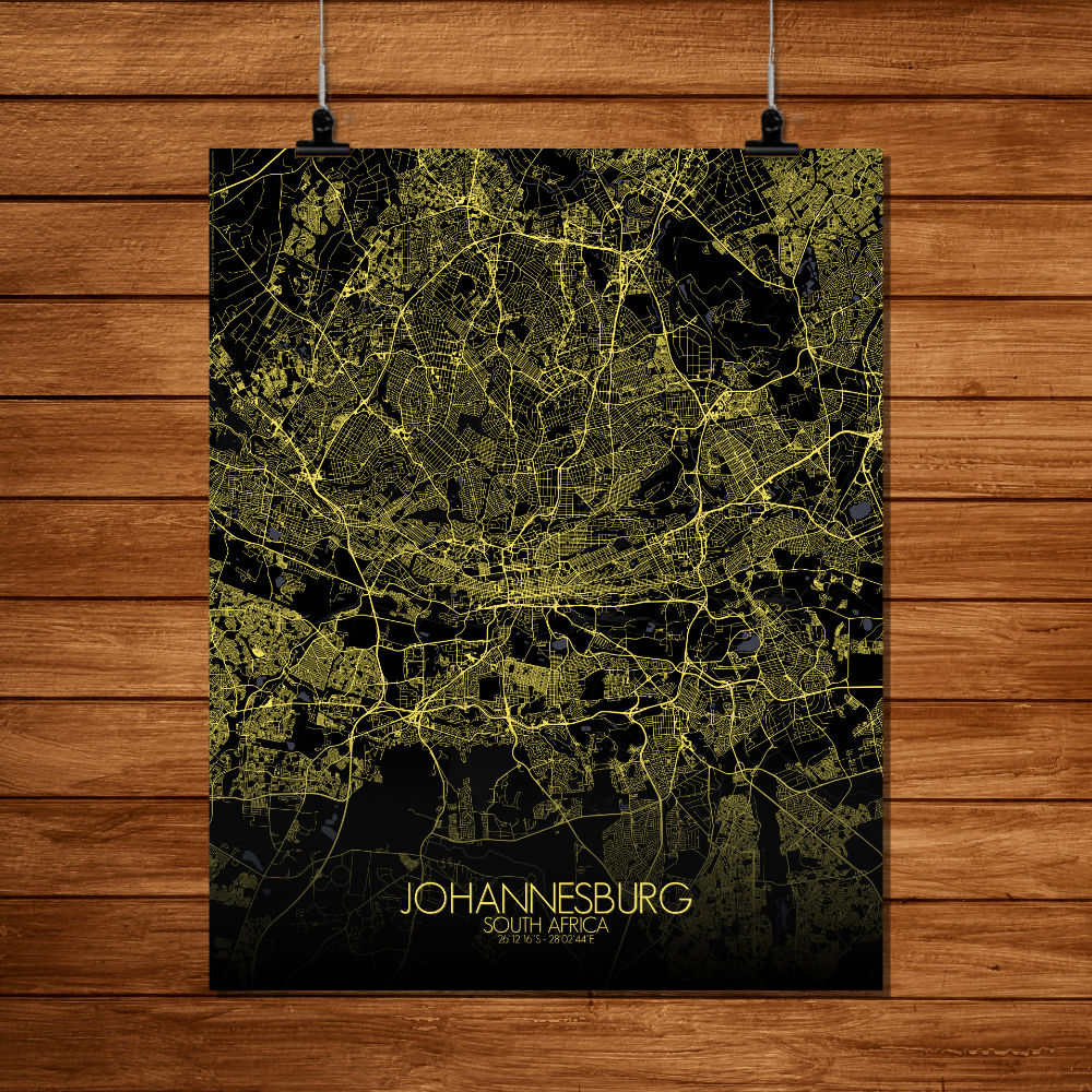 Mapospheres Johannesburg Night full page design poster city map
