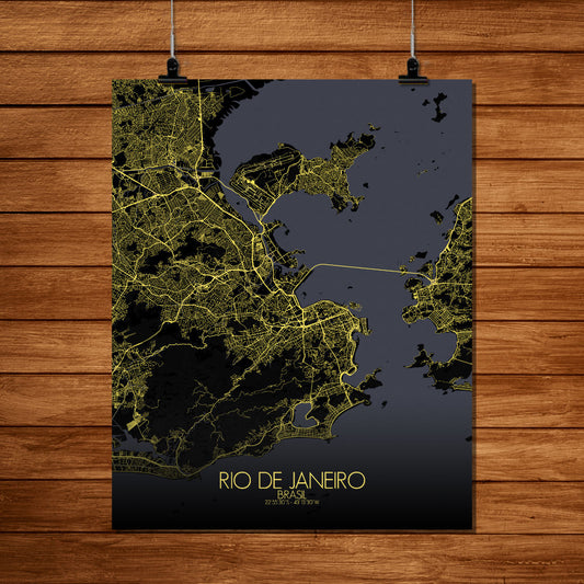 Mapospheres Rio de Janeiro Night full page design poster city map