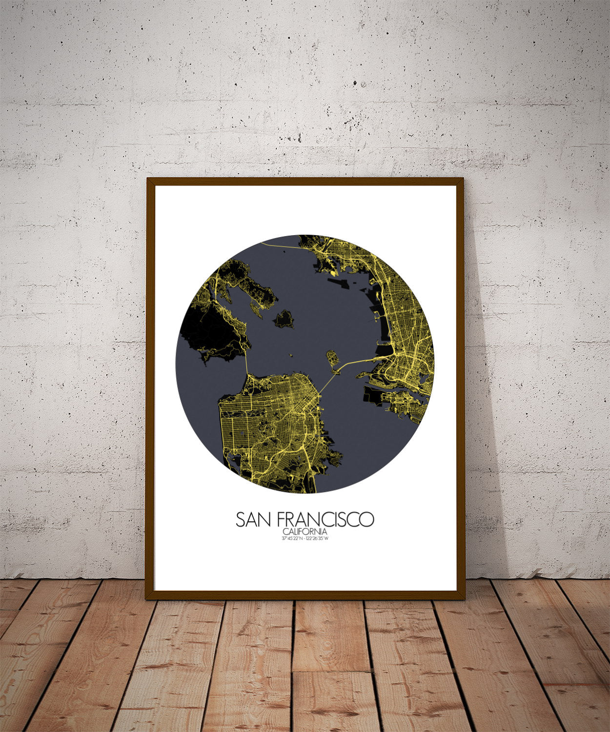 Mapospheres San Francisco Night round shape design poster city map