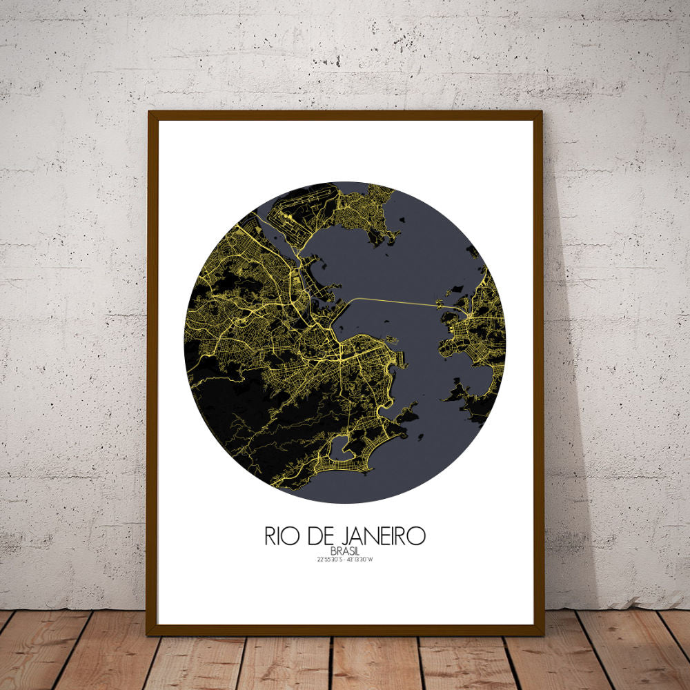 Mapospheres Rio de Janeiro Night round shape design poster city map