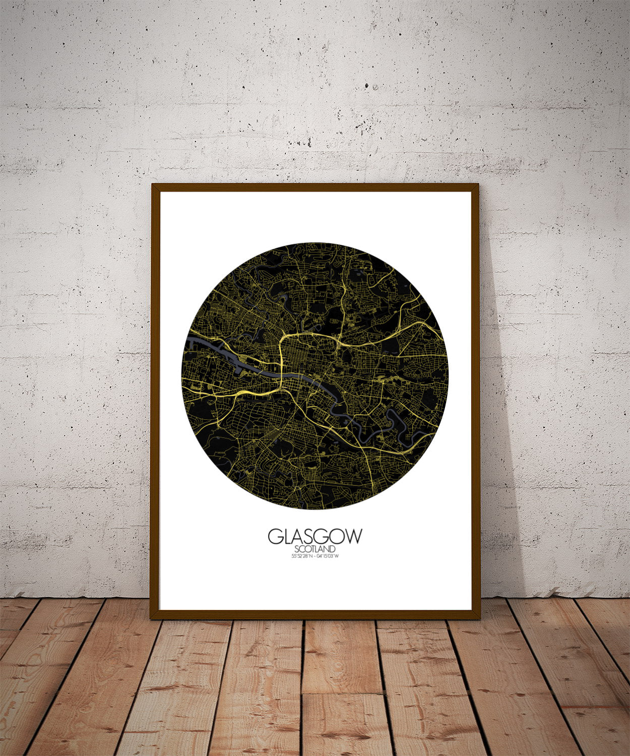 Mapospheres Glasgow Night round shape design poster city map