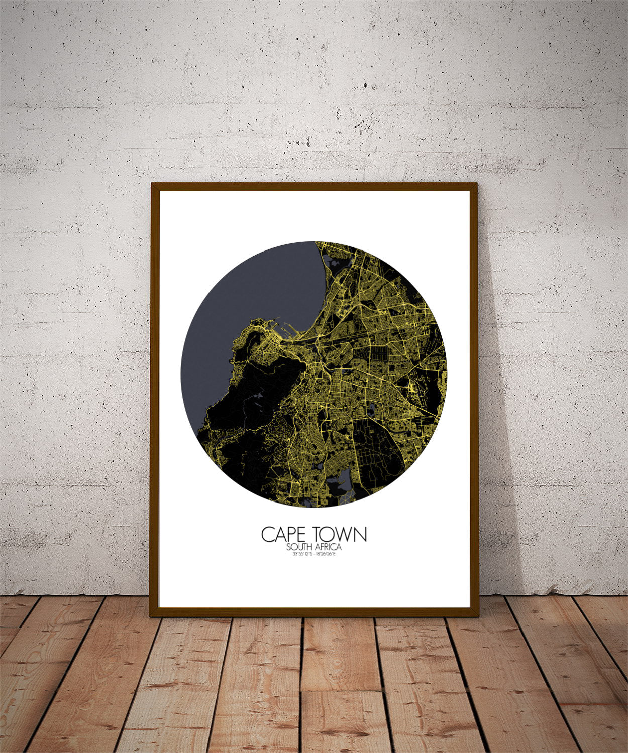 Mapospheres Cape Town Night round shape design poster city map