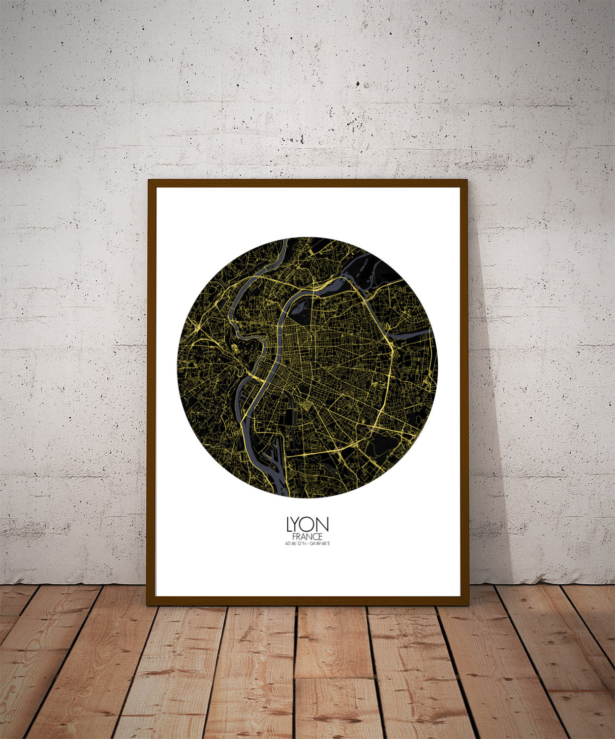 Mapospheres Lyon Night round shape design poster city map