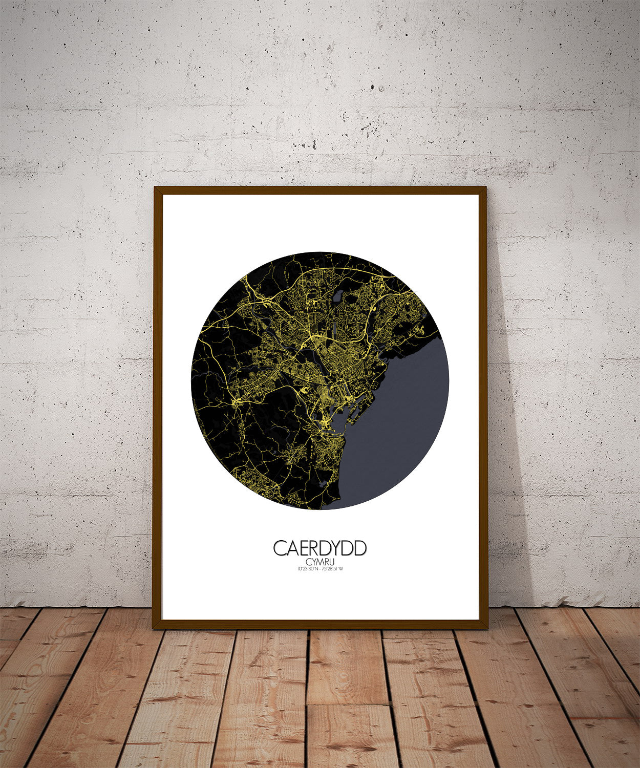 Cardiff Night round shape design poster city map