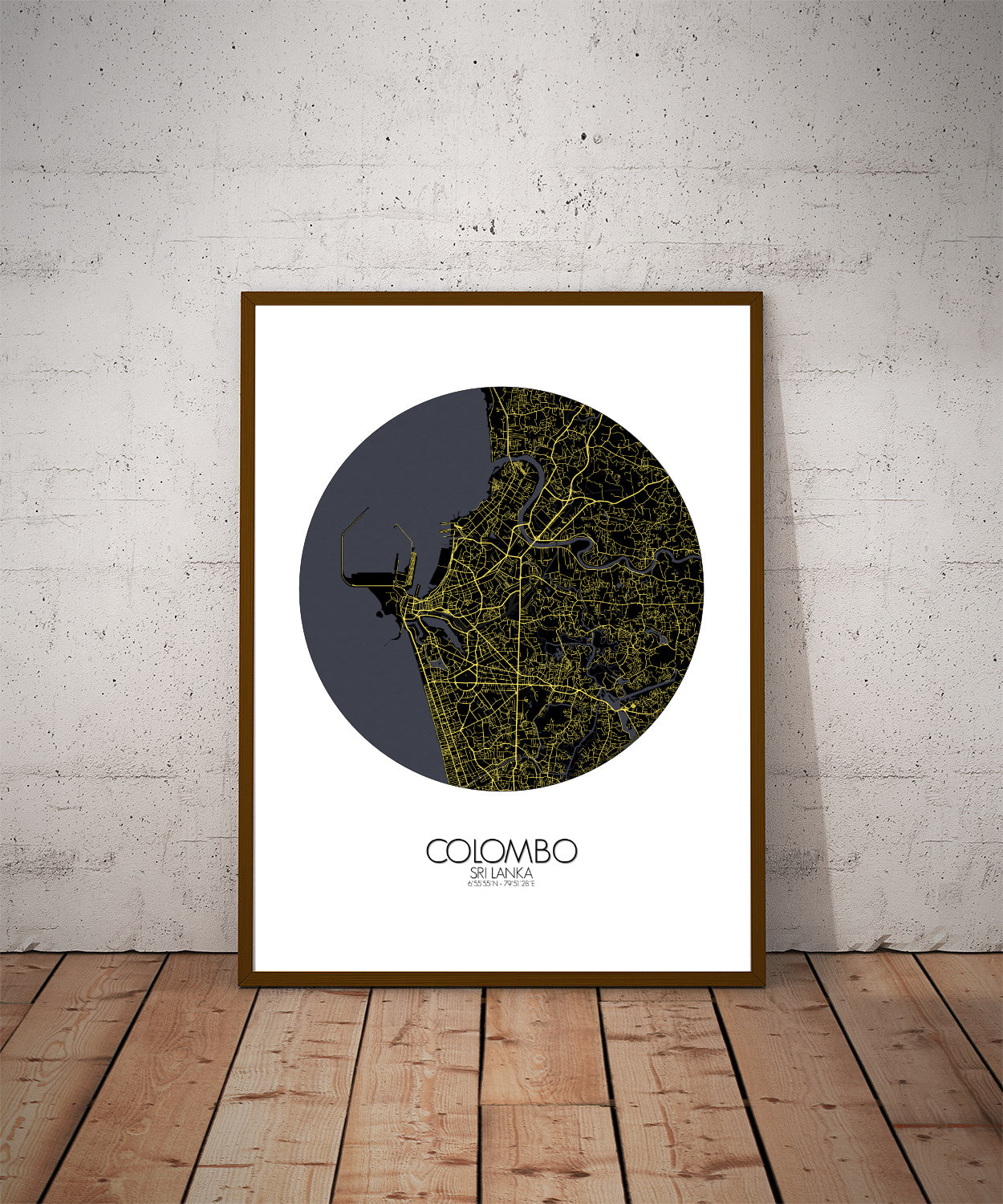 Mapospheres Colombo Night round shape design poster city map 