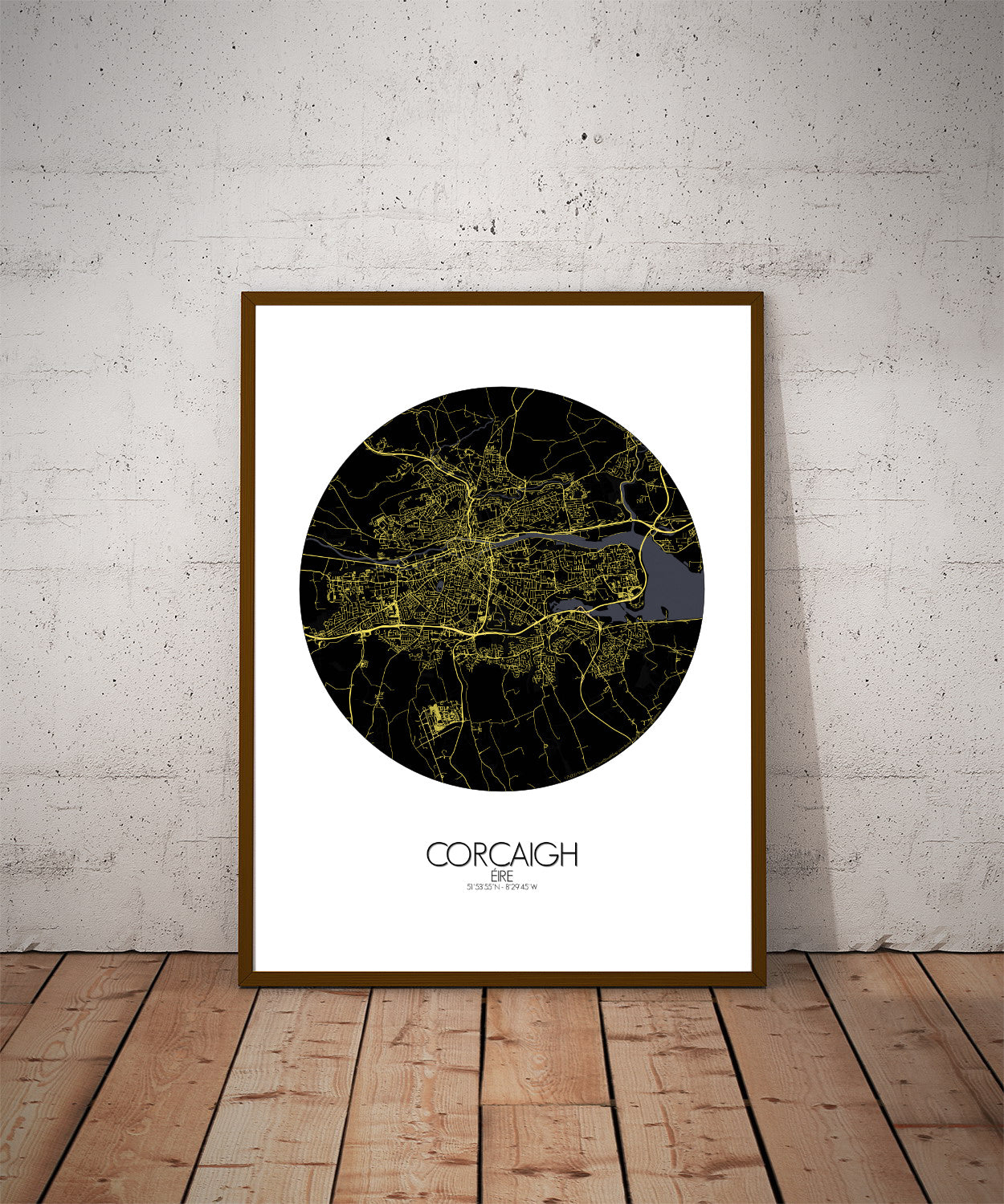 Cork Night round shape design poster city map