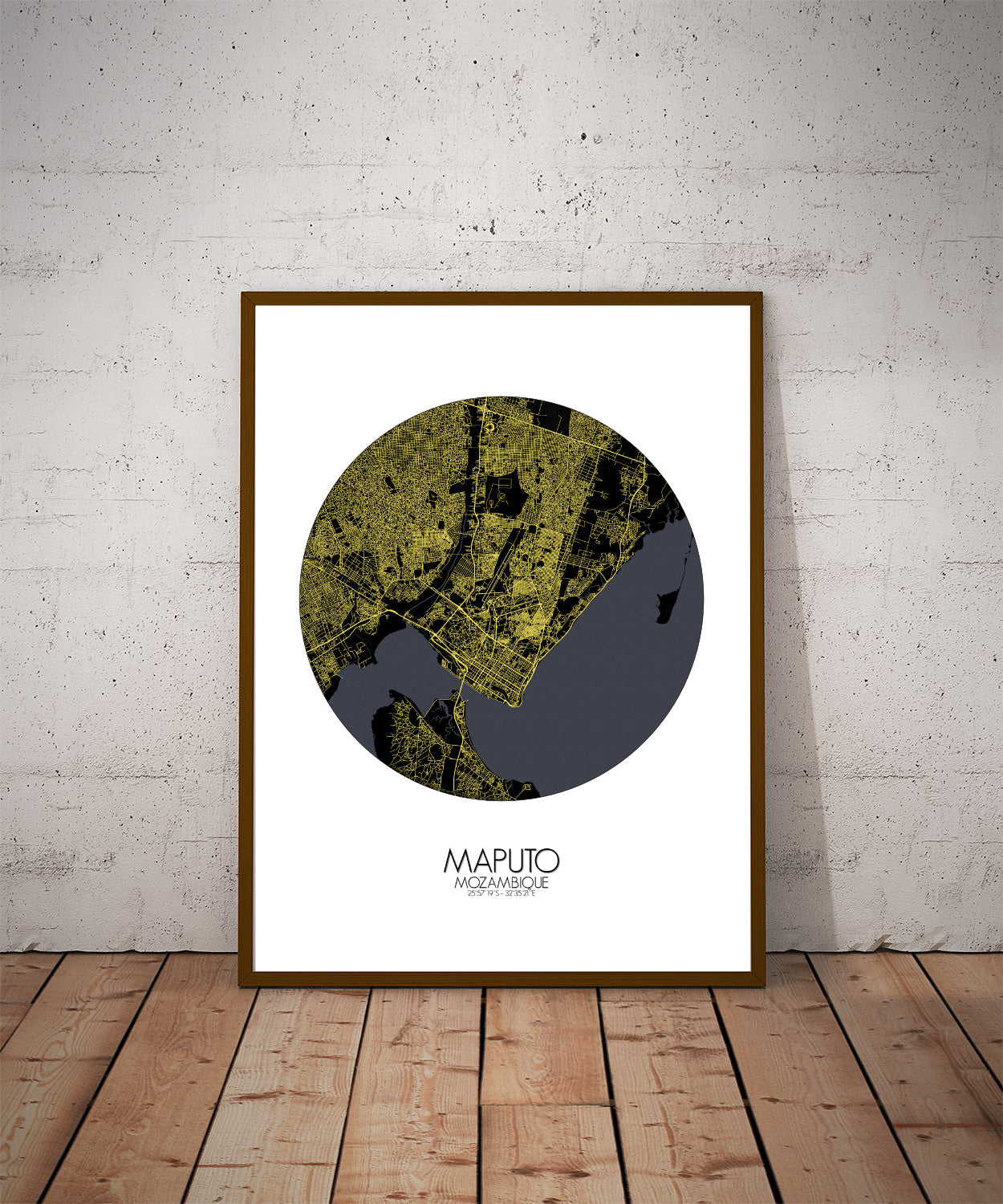 Maputo Night round shape design poster city map