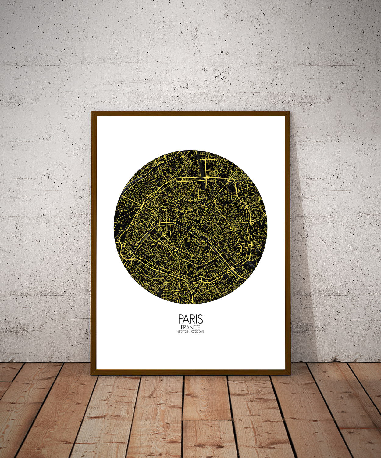 Mapospheres Paris Night round shape design poster city map