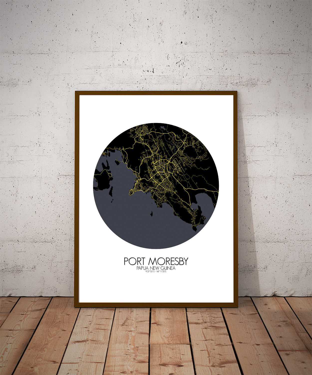 Port Moresby Night round shape design poster city map