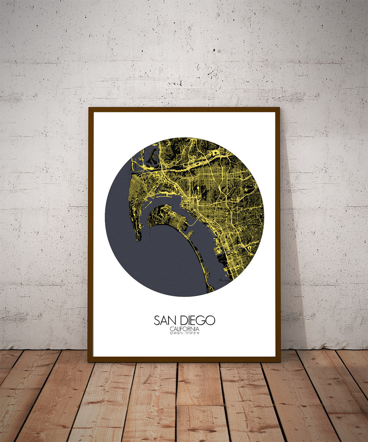 Map Large San Art Poster California Diego| – Wall print Custom | City