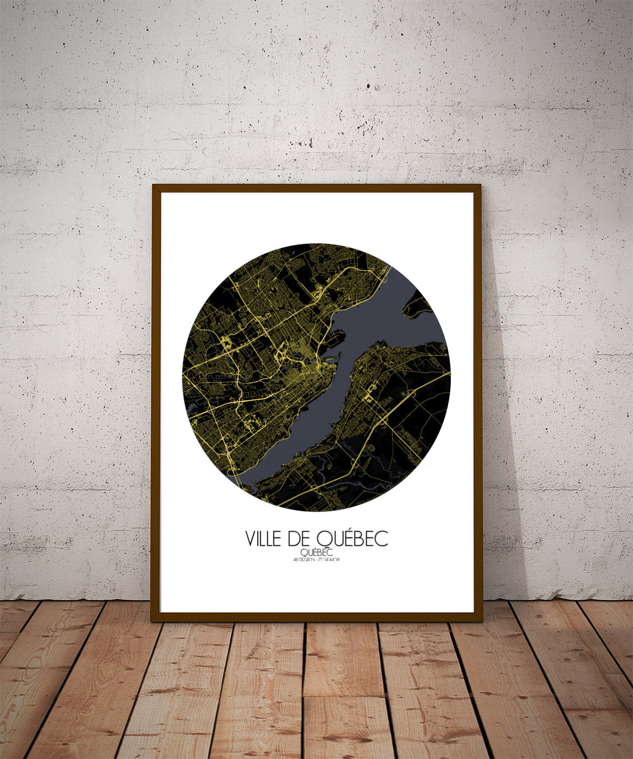 Mapospheres Quebec Night round shape design poster city map