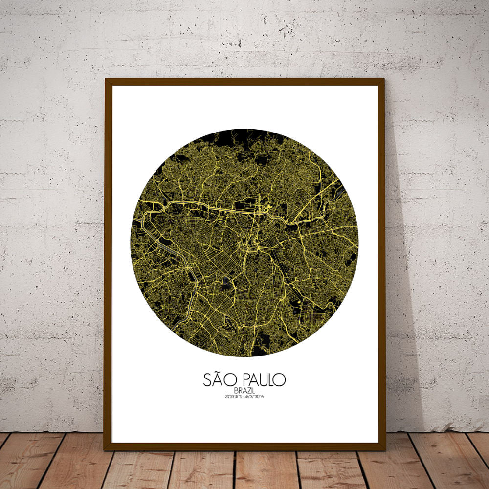 Mapospheres Sao Paulo Night round shape design poster city map