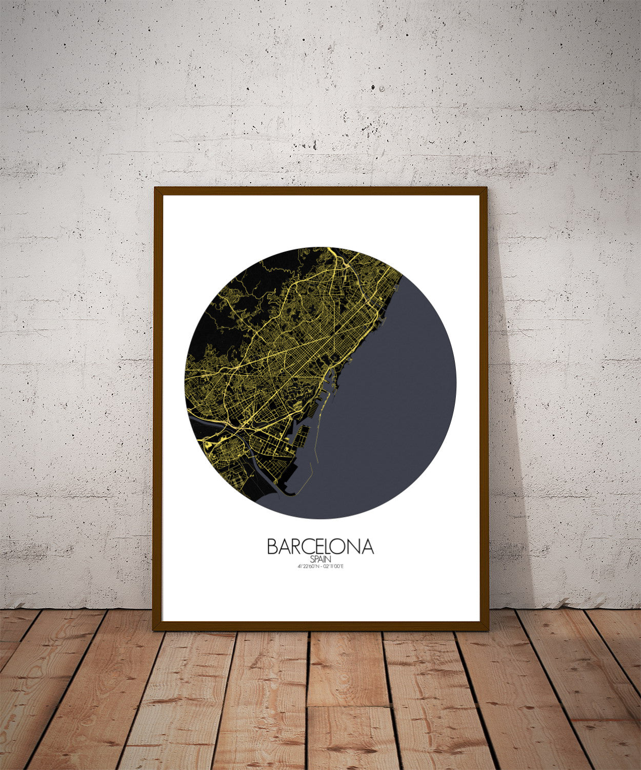 Mapospheres Barcelona Night round shape design poster affiche city map