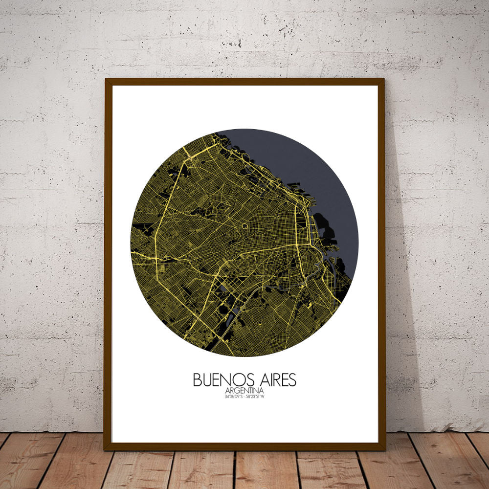 Mapospheres Buenos Aires Night round shape design poster city map