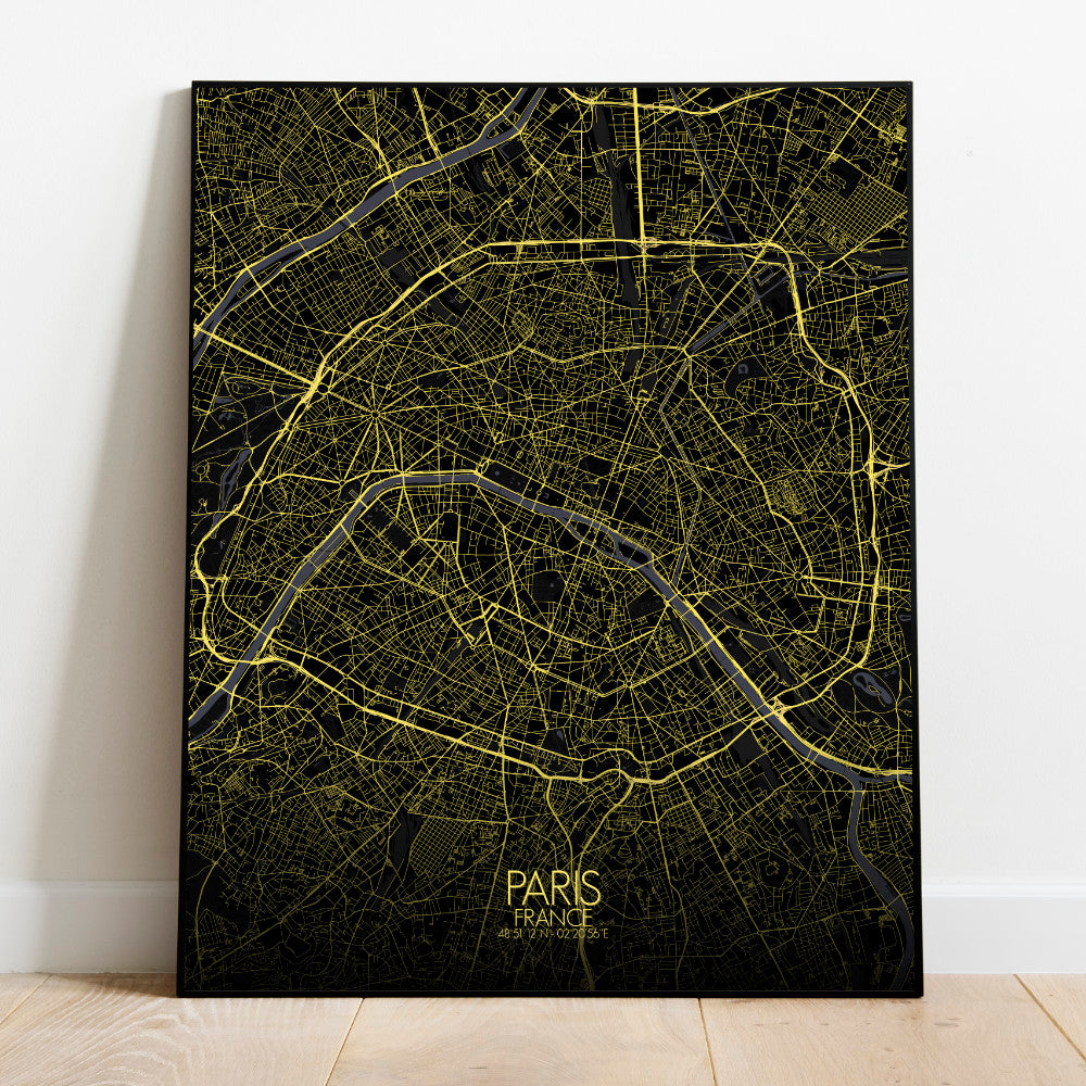 Mapospheres Paris Night full page design poster city map