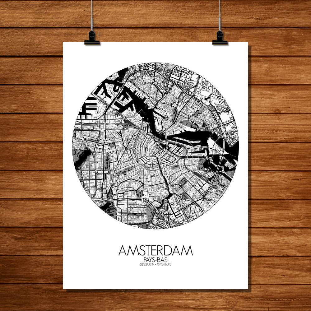 Poster City Custom Map Wall Large Art – | Netherlands Amsterdam print