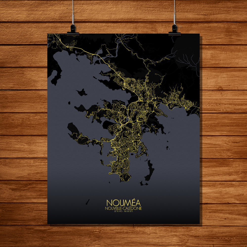 Mapospheres Noumea Night full page design poster city map