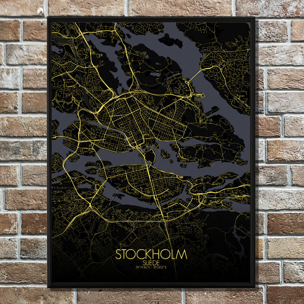Mapospheres stockholm Night full page design poster city map