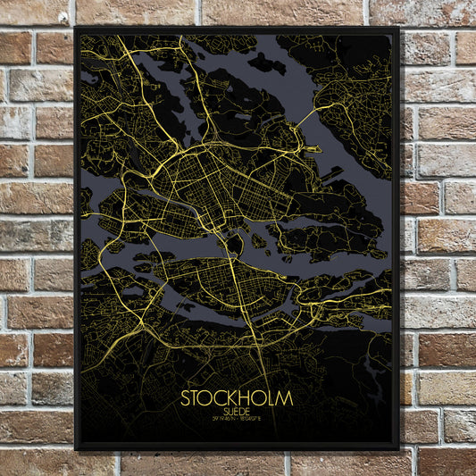 Mapospheres stockholm Night full page design poster city map