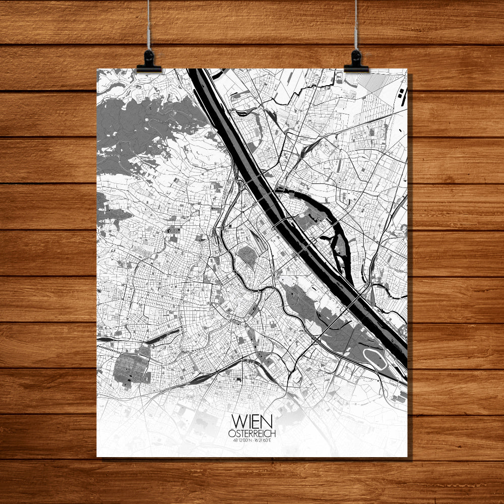 Mapospheres vienna Black and White full page design poster city map