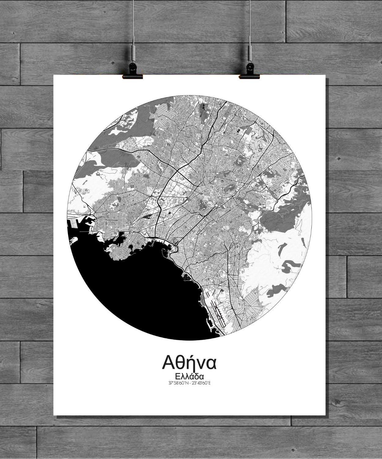 Mapospheres Athens Night full page design poster city map