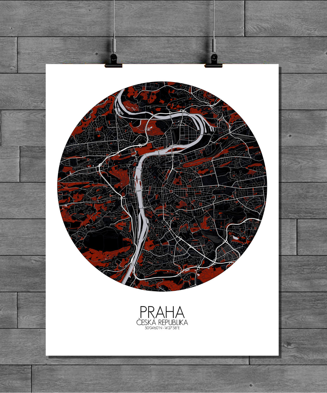 City map custom your map mapospheres Red Dark Design