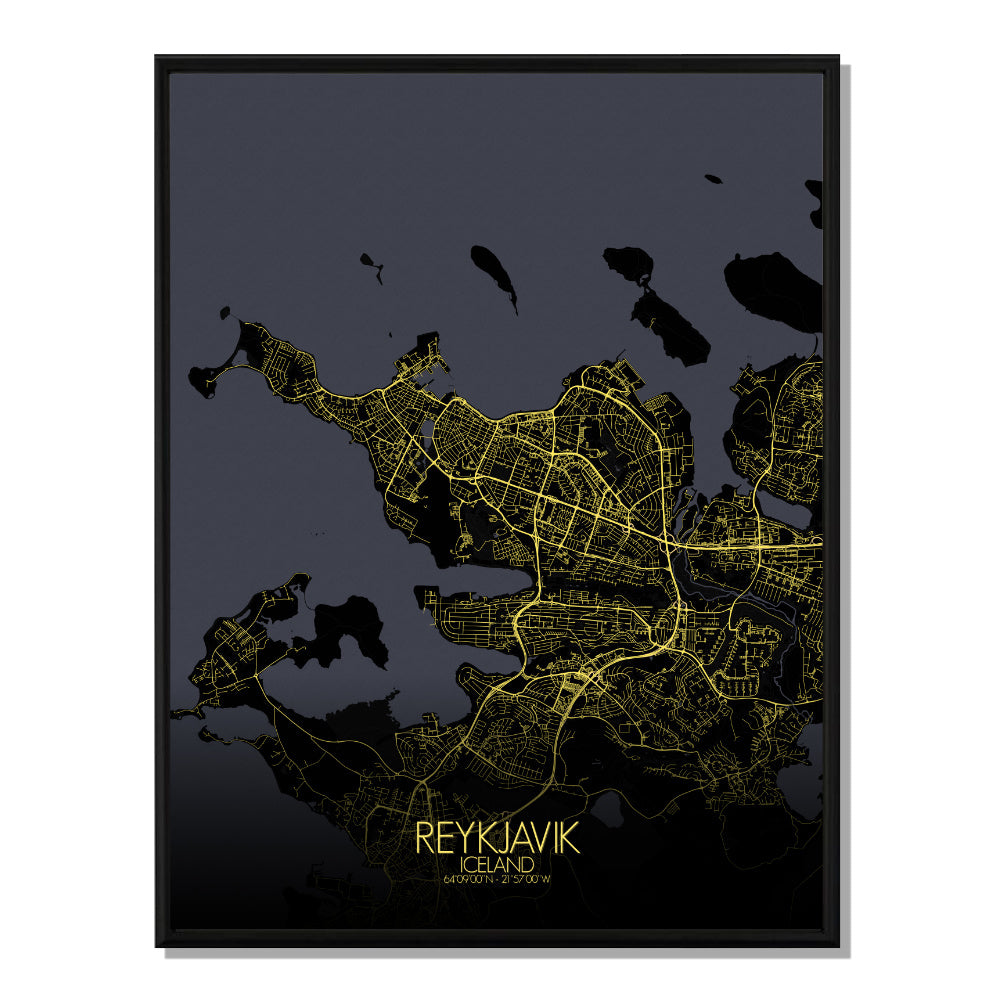 Mapospheres reykjavik Night full page design poster city map