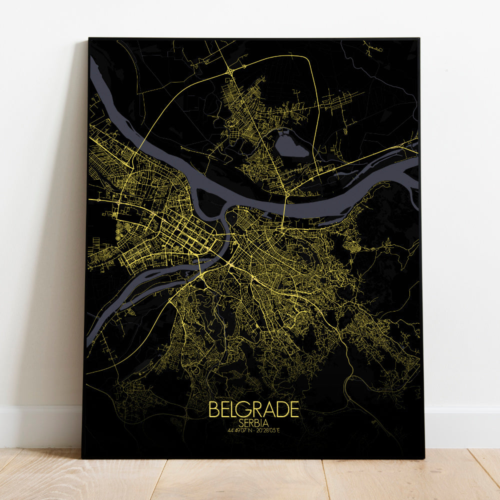 Mapospheres Belgrade Night full page design poster city map