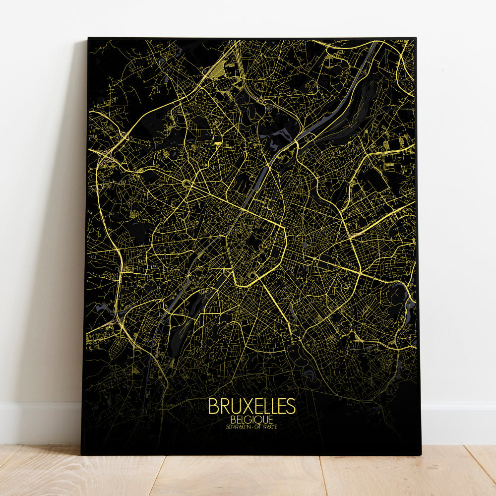 Mapospheres Brussels Night full page design poster city map