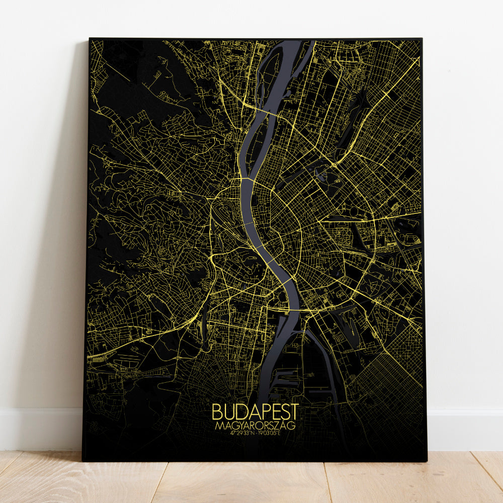 Mapospheres budapest Night full page design poster city map
