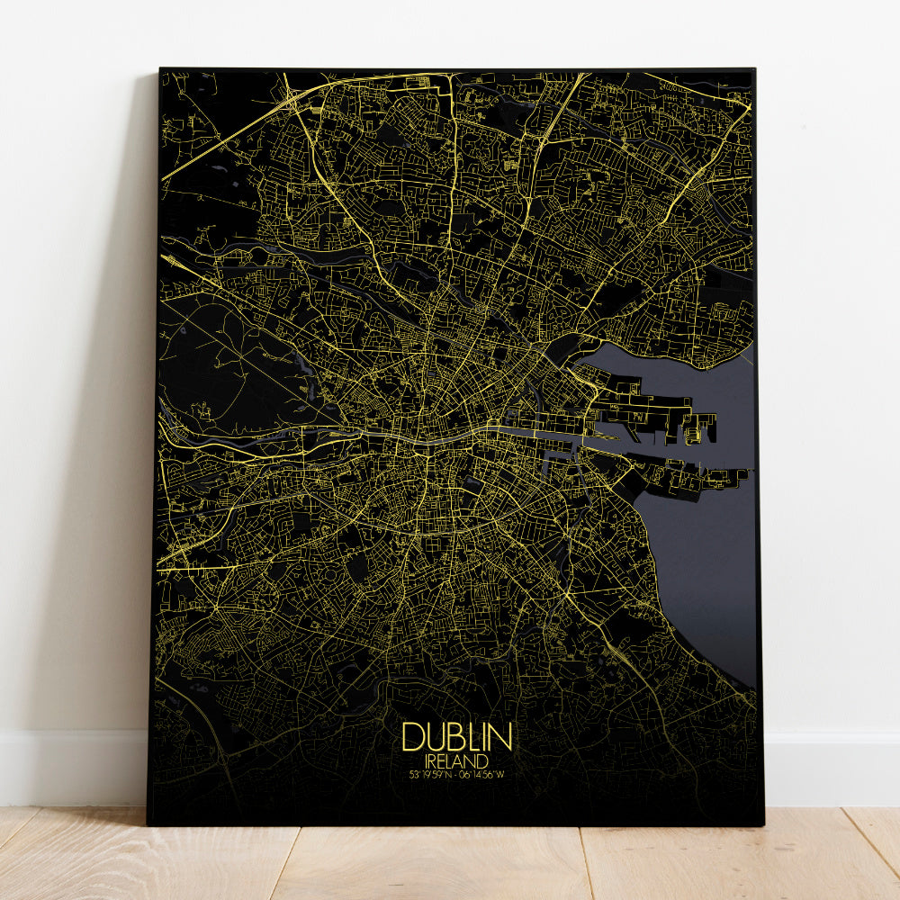 Mapospheres Dublin Night full page design poster city map