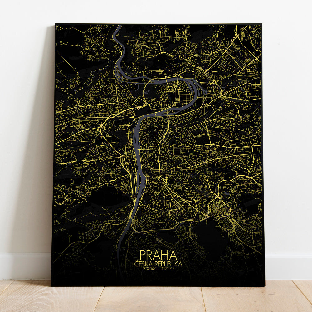 Mapospheres prague Night full page design poster city map