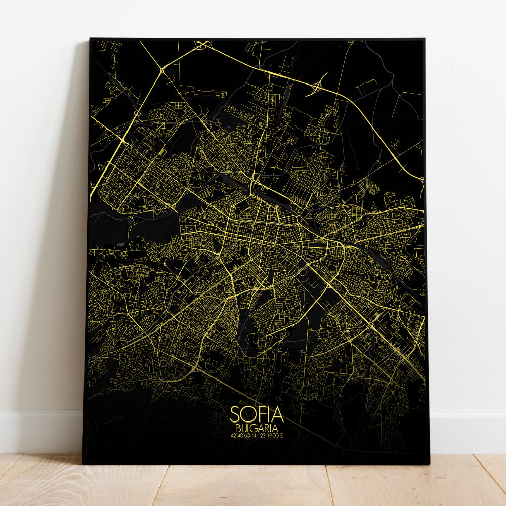 Mapospheres sofia Night full page design poster city map