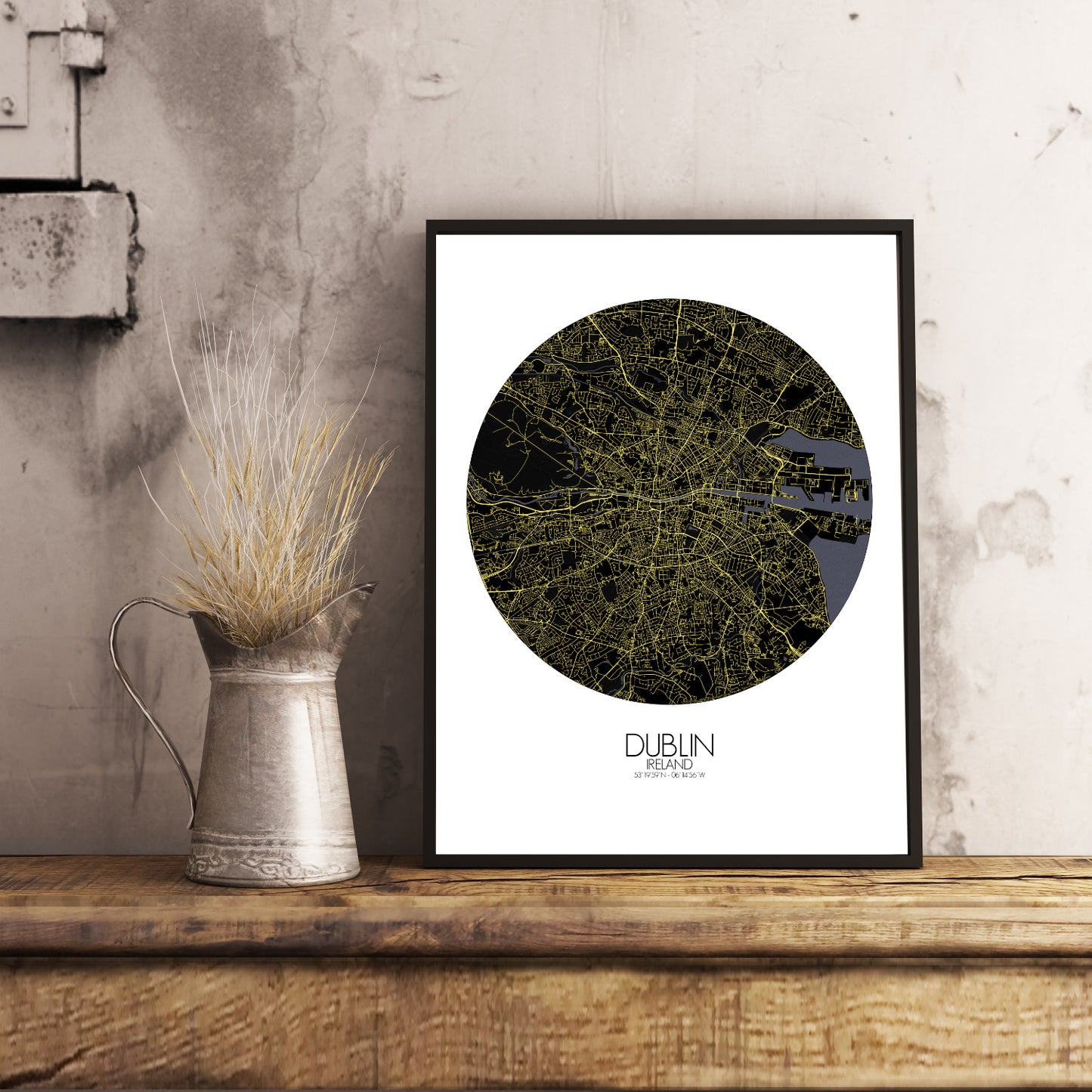 Mapospheres Dublin Night round shape design poster city map