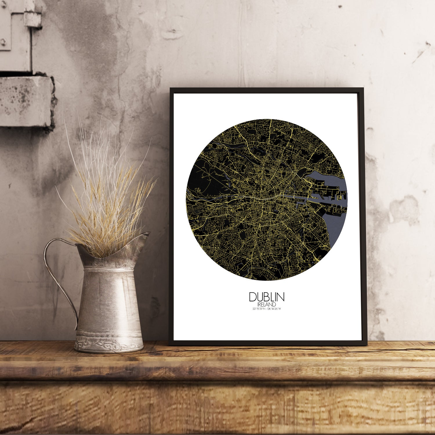 Mapospheres Dublin Night round shape design poster city map