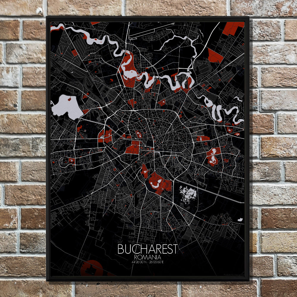Mapospheres Dublin Red dark full page design poster city map