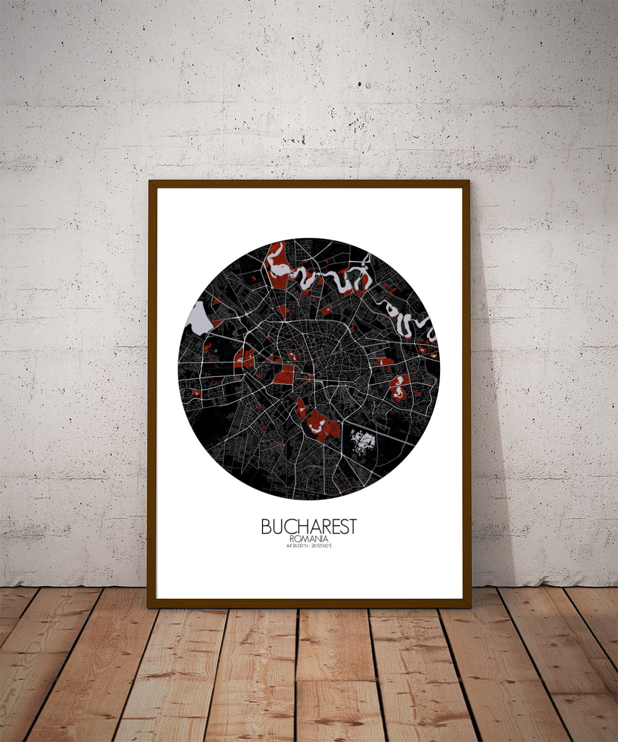 Mapospheres Dublin Red dark round shape design poster city map
